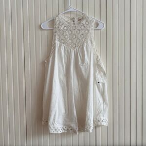 Free People Cream Eyelet Lace Embroidered Sleeveless Cotton Slip Dress - XS‎